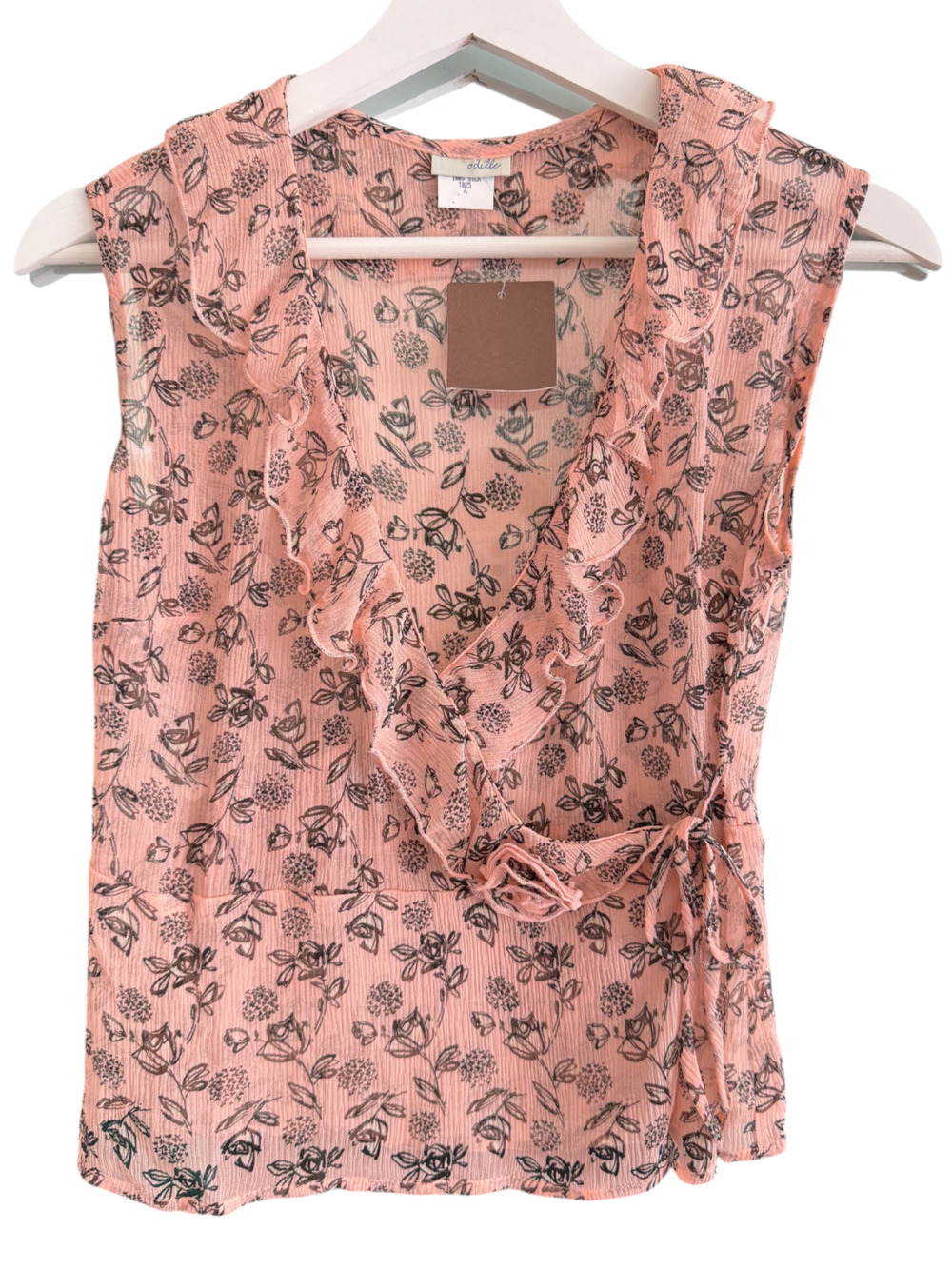 Y2K Odille Anthropologie Silk Wrap Top Fairycore Coquette Cottagecore Romantic S